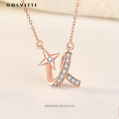collar torcido ceremonia de la estrella del oro de 2g el 17.7in Sterling Silver Jewelry Necklaces 18k