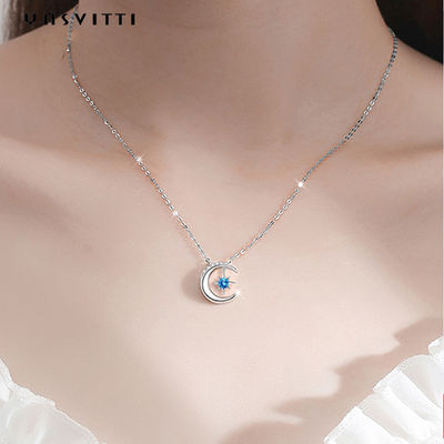 collar pendiente Topaz Solid Silver Heart Necklace de moda de la estrella de la luna 2g de los 0.69ft