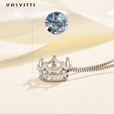 los 6.3in 3 collar pendiente de la corona cúbica del Zircon de Sterling Silver Jewelry Necklaces 5A del gramo