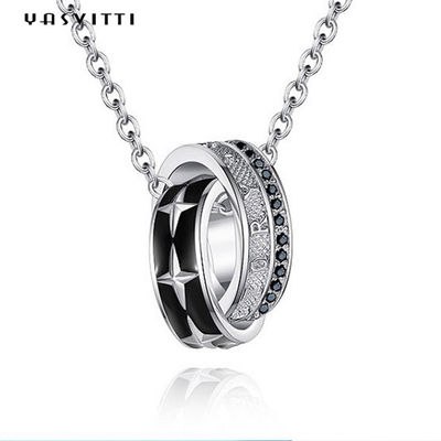 Joyería de acero inoxidable 0.1oz los 2.6ft Ring Pendant Necklace doble 316L del látigo
