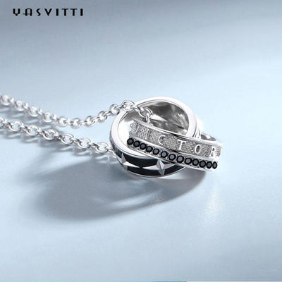Joyería de acero inoxidable 0.1oz los 2.6ft Ring Pendant Necklace doble 316L del látigo