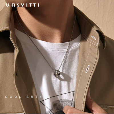 Joyería de acero inoxidable 0.1oz los 2.6ft Ring Pendant Necklace doble 316L del látigo