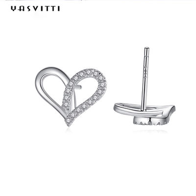 7.7x9.5m m 1.1g Sterling Silver Heart Earrings Platinum platearon los descensos de plata del oído