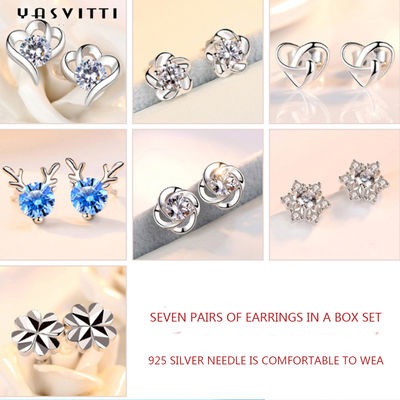 el pendiente del amor del SGS de Sterling Silver Jewelry Sets de la asta 92,5% 1.5g fijó la asta azul