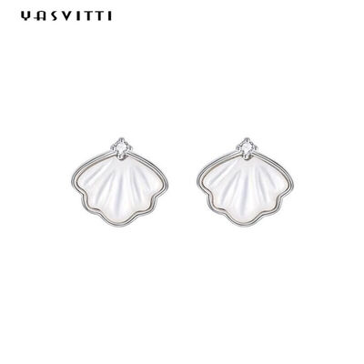 el oro de 0.25oz los 0.07cm Sterling Silver Earrings 14K plateó a Shell Earrings de plata
