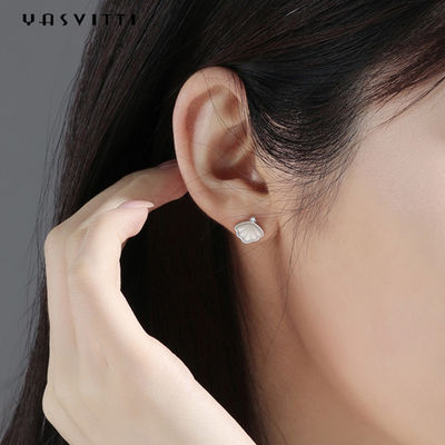 el oro de 0.25oz los 0.07cm Sterling Silver Earrings 14K plateó a Shell Earrings de plata