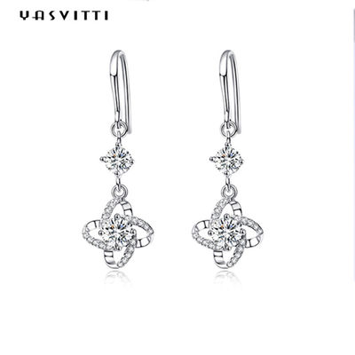 pendiente del trébol de la hoja de los 0.31x0.39in ZC Sterling Silver Jewelry Earrings Hypoallergenic cuatro