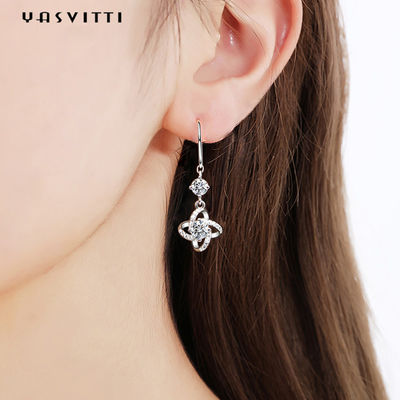 pendiente del trébol de la hoja de los 0.31x0.39in ZC Sterling Silver Jewelry Earrings Hypoallergenic cuatro