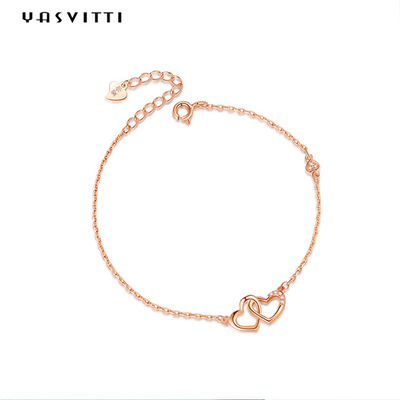 ODM los 7.8in plata 18k Rose Gold Open Heart Bracelet de 304 de los SS pulseras del resbalador