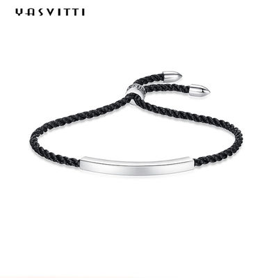 pulseras de plata hechas a mano de la bola 3.5g de los 0.59ft del resbalador de la cuerda de plata de la pulsera 316L SS