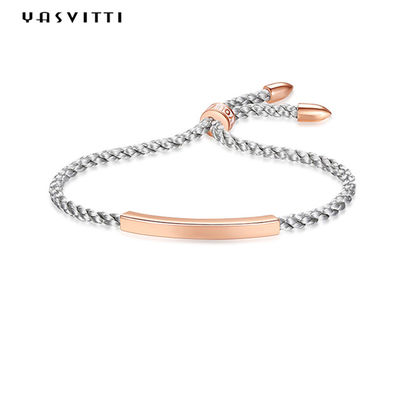 pulseras de plata hechas a mano de la bola 3.5g de los 0.59ft del resbalador de la cuerda de plata de la pulsera 316L SS