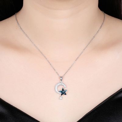 el 18.1in 4.2g Sun y collar de plata de Crystal Necklace Thanksgiving Day 14k 925 de la luna