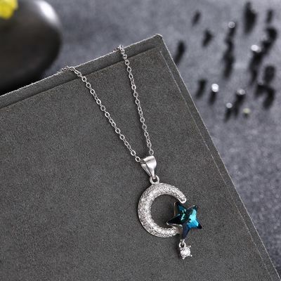 el 18.1in 4.2g Sun y collar de plata de Crystal Necklace Thanksgiving Day 14k 925 de la luna