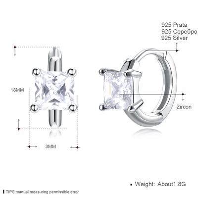 los 1.2cm 316L SS ajustan los pendientes 3A CZ Sterling Silver Stud Earrings de la circona cúbica