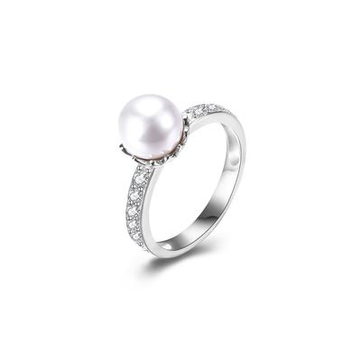 15.8m m novia formada perla Sterling Silver Ring del ODM de Diamond Ring de 1,38 gramos