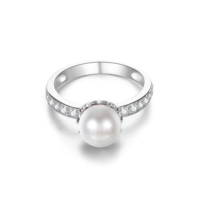 15.8m m novia formada perla Sterling Silver Ring del ODM de Diamond Ring de 1,38 gramos
