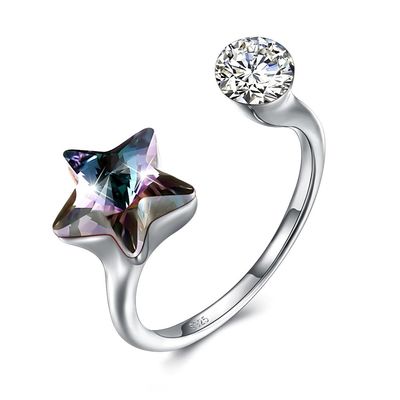 SGS de Diamond Ring de la estrella de 10x17m m 3.23g 925 Sterling Silver Rings Platinum Plated