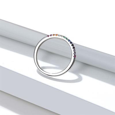 anillo sin plomo del color del arco iris del ODM de 21.1m m 1.2g Sterling Silver Jewelry Rings