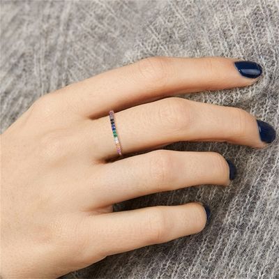 anillo sin plomo del color del arco iris del ODM de 21.1m m 1.2g Sterling Silver Jewelry Rings