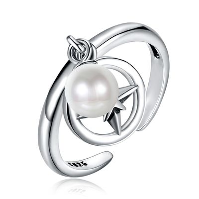 Anillo de medida adaptable de apertura de 925 Sterling Silver Mountable Pearl Pendant