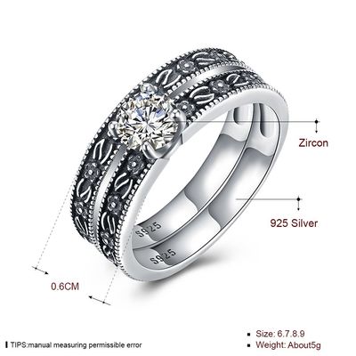 Sistema de alta calidad de los anillos de bodas del compromiso de Sterling Silver Diamond Studded Cluster de la obra clásica 925