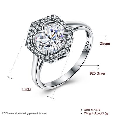 Zircon de lujo Diamond Ring de las flechas del corazón ocho de la plata ocho de Ring Couples S925 de la boda de la joyería