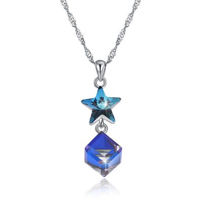 ODM Sterling Silver Diamond Necklace del collar de la estrella de la circona cúbica de 5A 3.7g los 45cm