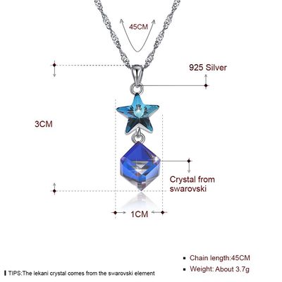 ODM Sterling Silver Diamond Necklace del collar de la estrella de la circona cúbica de 5A 3.7g los 45cm