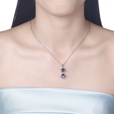 ODM Sterling Silver Diamond Necklace del collar de la estrella de la circona cúbica de 5A 3.7g los 45cm