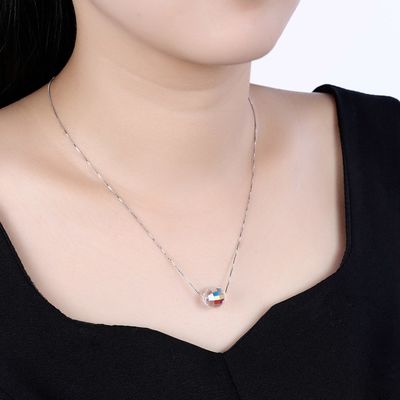 bola Aurora Crystal Diamond Necklace de 3.5g el 17in Sterling Silver Jewelry Necklaces 8m m