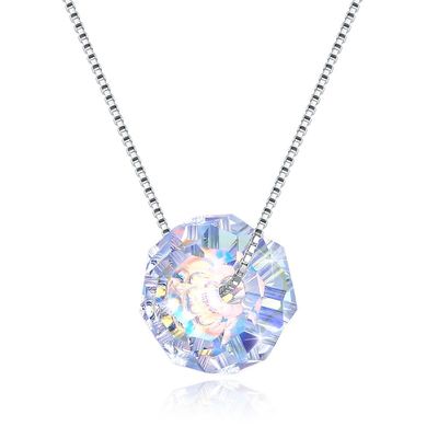 SGS de los 43cm Crystal Ball Pendant Necklace 18k Valentine Antique Silver Necklace