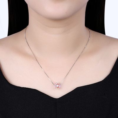SGS de los 43cm Crystal Ball Pendant Necklace 18k Valentine Antique Silver Necklace