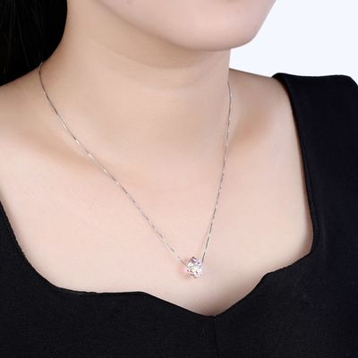 SGS de los 43cm Crystal Ball Pendant Necklace 18k Valentine Antique Silver Necklace