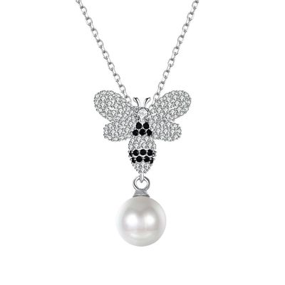 Perla 3.93g Sterling Silver Jewelry Necklaces del cristal los 0.27in de la mariposa del ODM de la moda