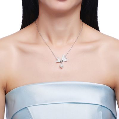 cadena 6.1g Sterling Silver Jewelry Necklaces de la mariposa 14,7 de agua dulce de la perla de 10m m”