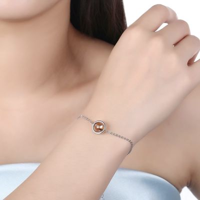 pulsera redonda ajustable de la gota de los 0.64ft 2.4g Sterling Silver Slider Bracelets S925
