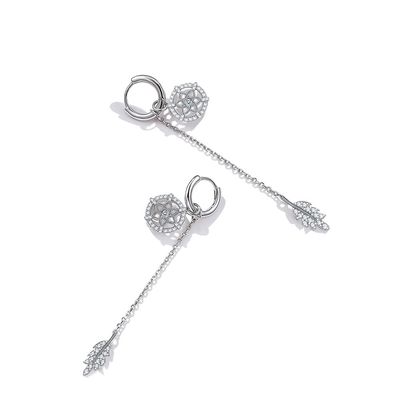 SGS de los 0.26ft 1.2g Sterling Silver Jewelry Earrings 3A CZ Crystal Ball Earrings