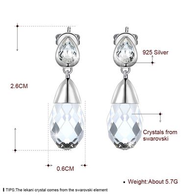 el oro de 0.2oz Sterling Silver Jewelry Earrings 14k plateó los pendientes del descenso del agua