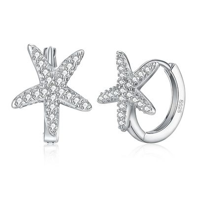 pendiente de la circona cúbica de las estrellas de mar del 1x1cm 1.32g Sterling Silver Jewelry Earrings 5A