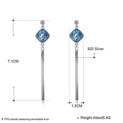 SGS del pendiente del descenso de la borla de los 7.1cm 0.19oz Sterling Silver Jewelry Earrings Unisex