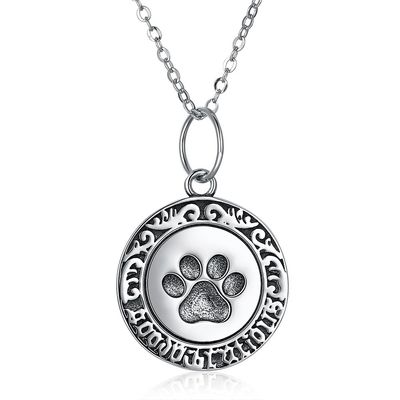 collar de plata del 16in 0.9g Paw Print Necklace Lovely 3A CZ 925