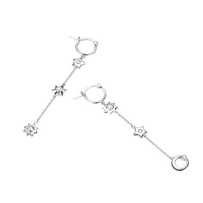SGS de los pendientes del descenso de la aleación de la estrella de 1.75g los 3.7in Sterling Silver Jewelry Earrings Moon