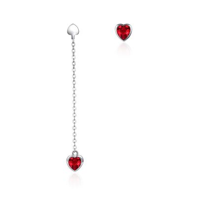 ODM de cadena de los pendientes del descenso largo de los 0.58m 3.3g Sterling Silver Heart Earrings Zircon