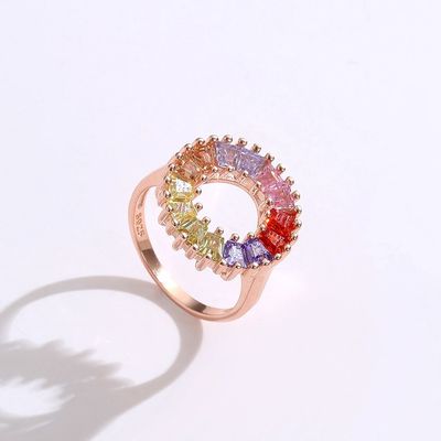 graduación Rose Gold Vermeil Ring de las mujeres del anillo de compromiso del Zircon 3.4g de 14.1m m
