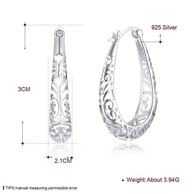 el oro de la luz del pendiente del metal de la aleación de plata de los 3x2.1cm pulió a Sterling Platinum Plated