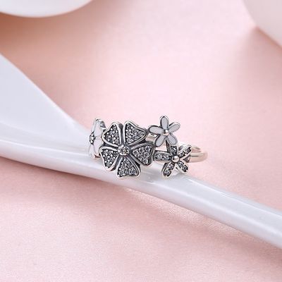 Las bandas de la joyería de Rose Ring Sterling Silver Rose Flower Heart Ring Adjustable Open Ring Love prometen a Ring Gift For Women