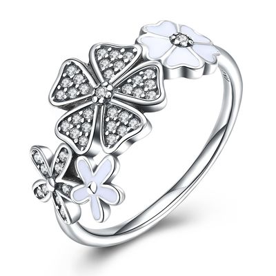 Las bandas de la joyería de Rose Ring Sterling Silver Rose Flower Heart Ring Adjustable Open Ring Love prometen a Ring Gift For Women