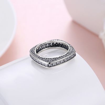 Joyería Integrado-clásica de la plata de la Anillo-moda del Zircon cúbico de plata del Anillo-cuadrado del noble 925