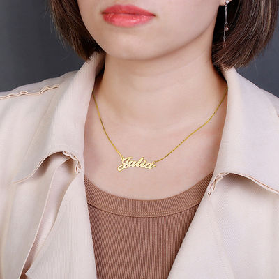 los 21.7in collar plateado oro brillante de plata de encargo del nombre de la novia de 2 collares del gramo