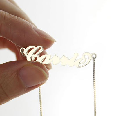 oro de encargo de cadena Carrie Style Name Necklace de los collares 18K de la plata 0.07oz de los 55cm